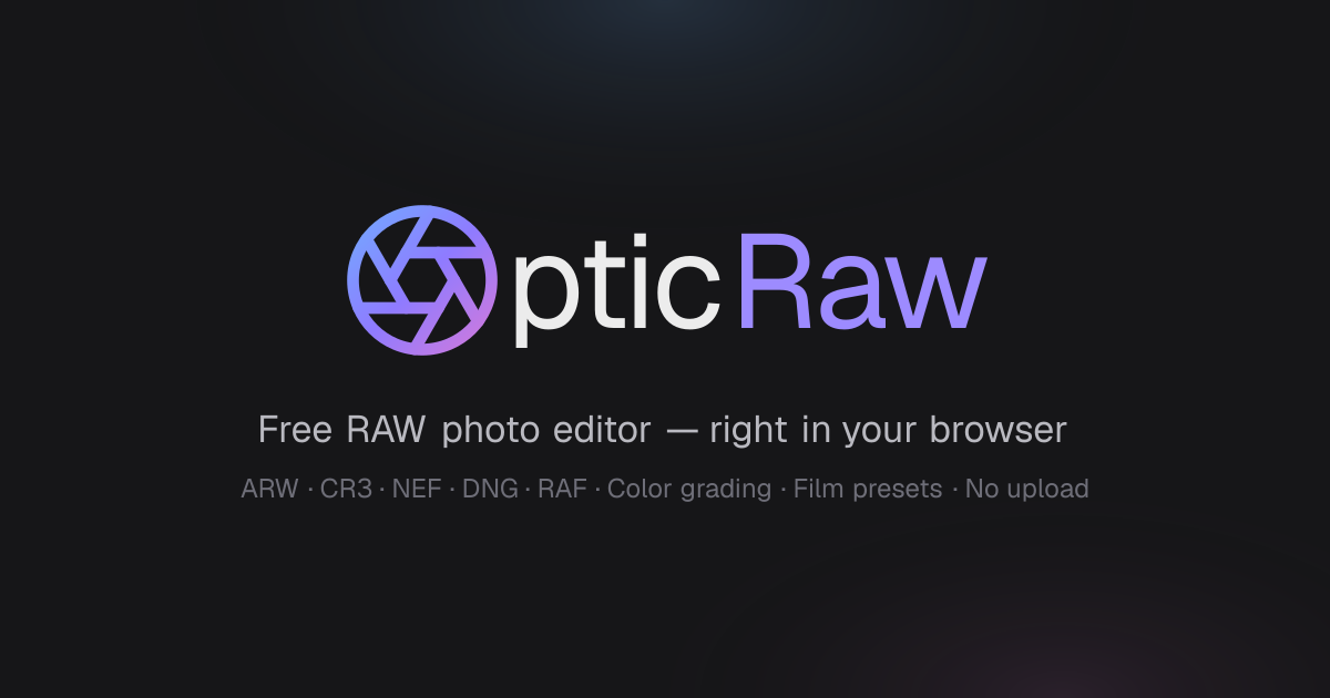 OpticRaw — Free Online Photo Editor for RAW & JPEG
